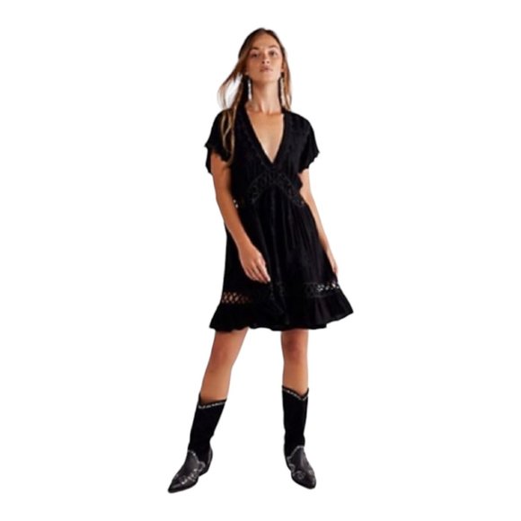 Free People Dresses & Skirts - Free People XS Oversized Marissa Criss Cross Cutout  Sleeve Mini Dress NWT